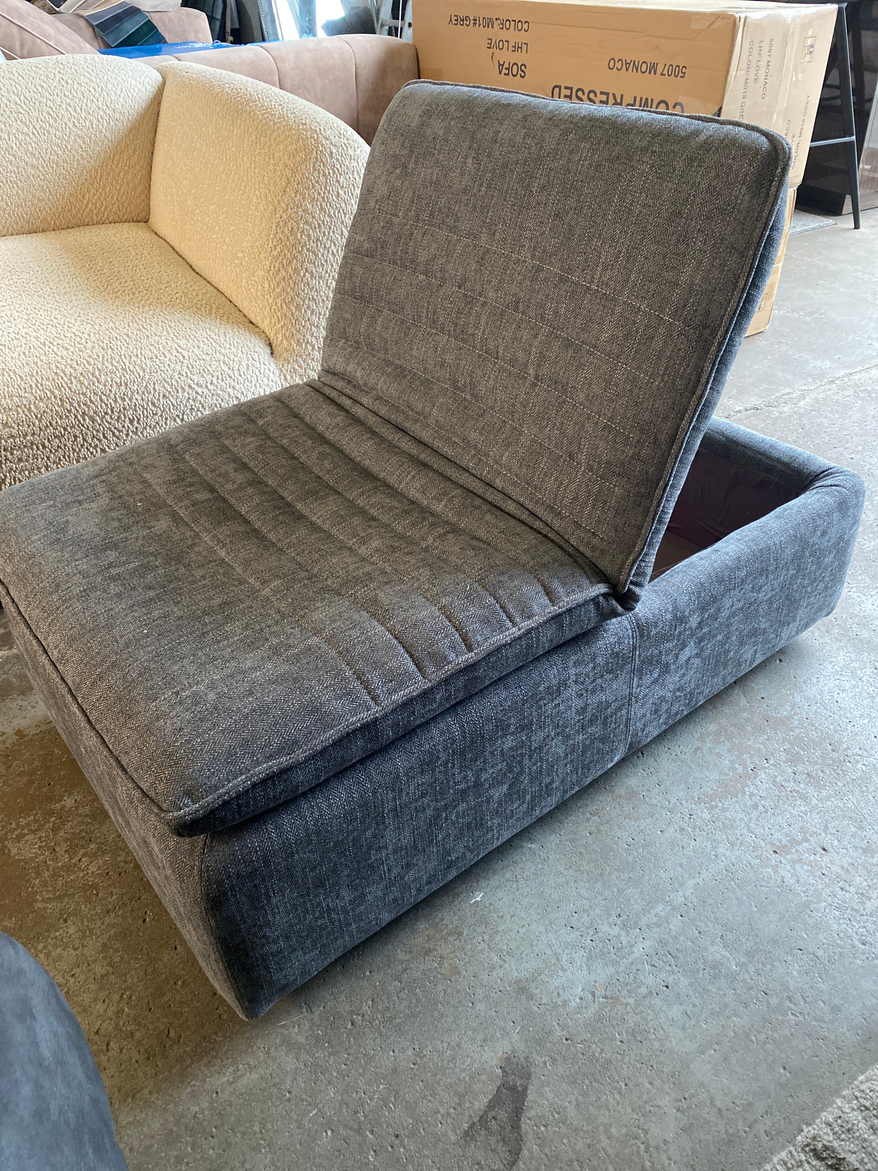 Grey Storage Footstool / Seat