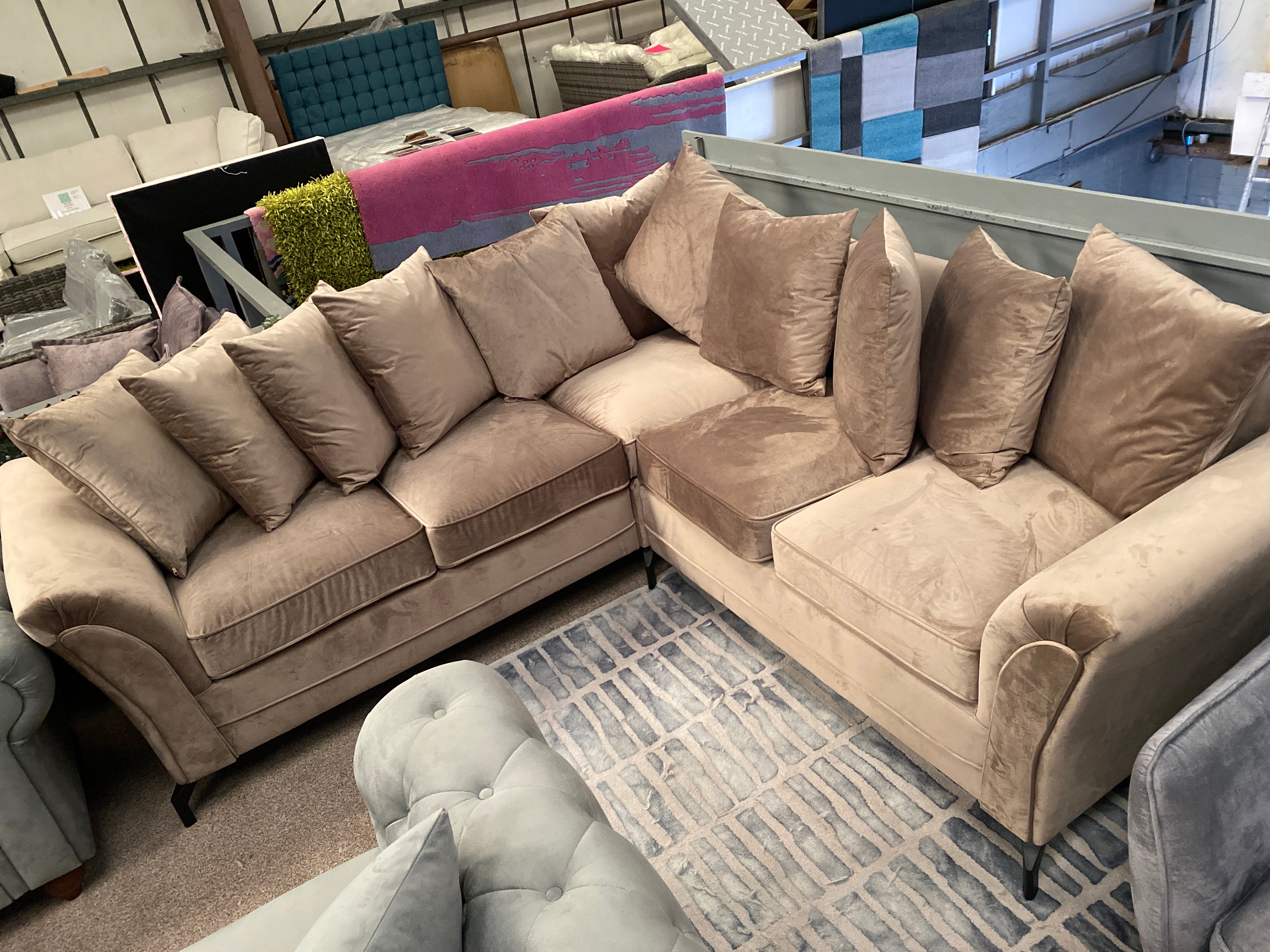 Mink Velvet Corner Sofa