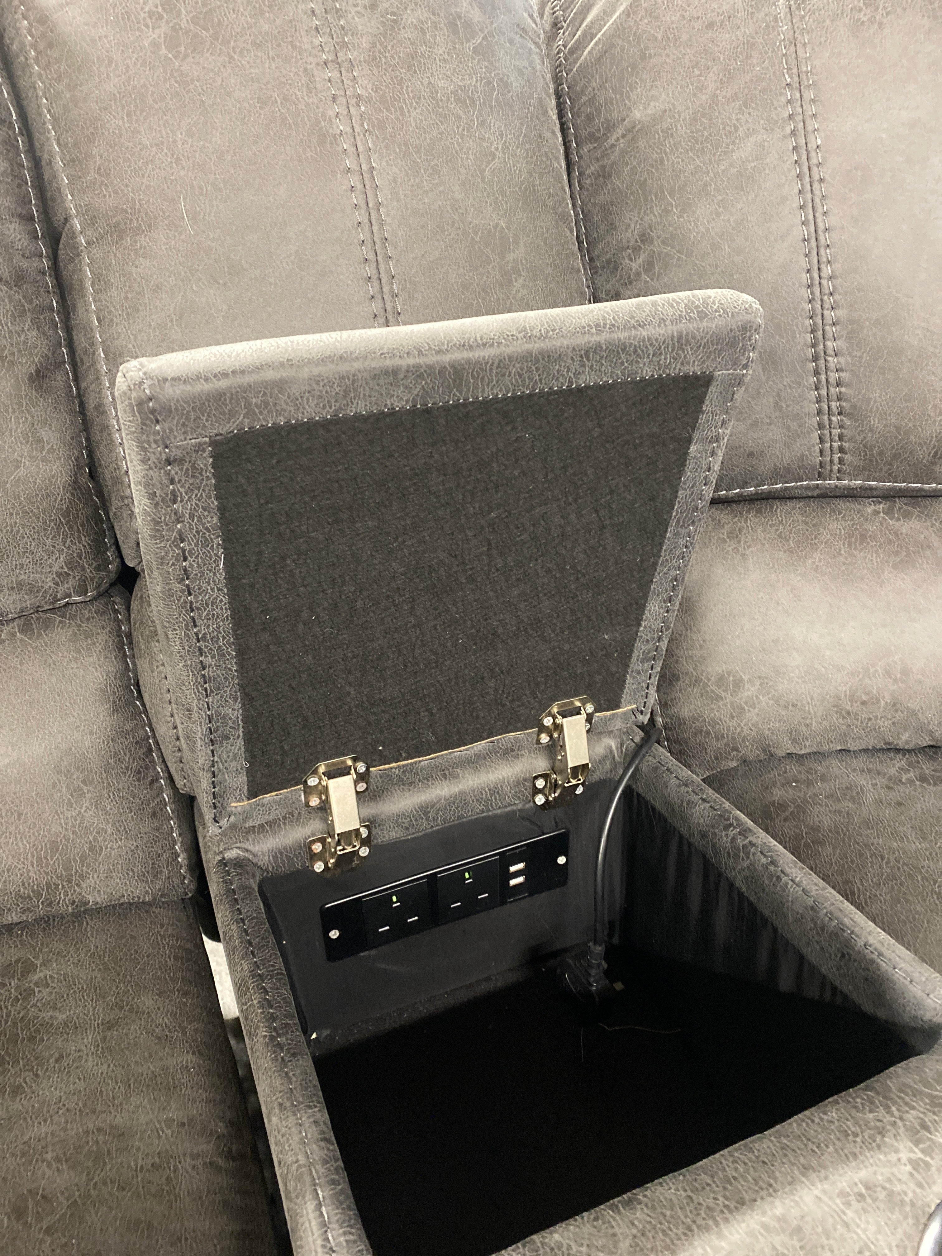 Grey Fabric Corner Sofa - Electric Recliner