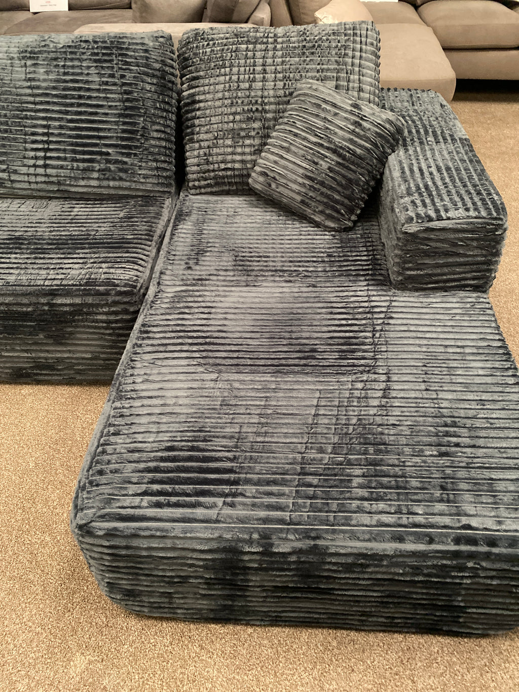 Grey Cord Fabric Corner Chaise Sofa
