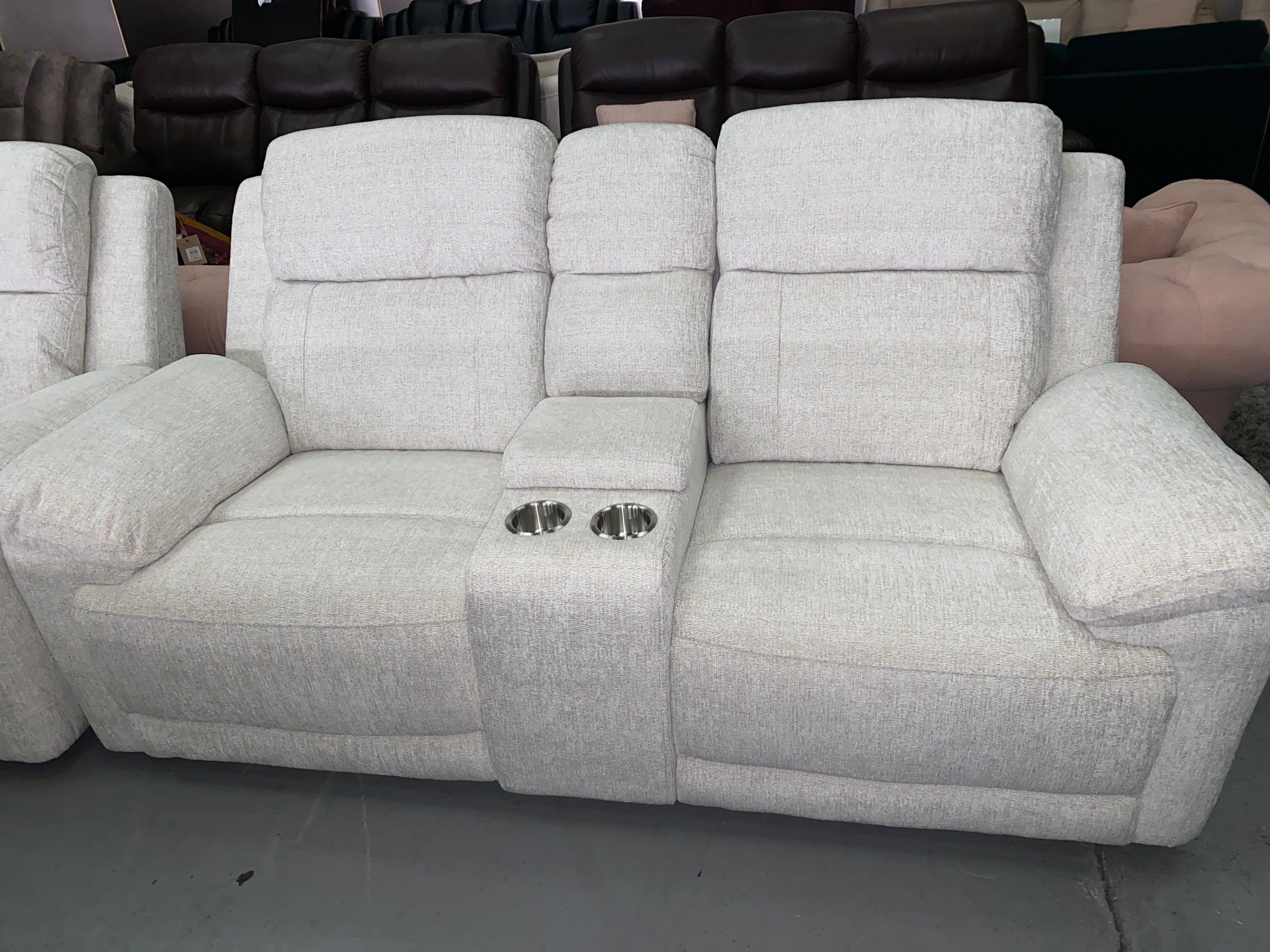 3+2 Cream Fabric - Electric Recliner Sofa Set