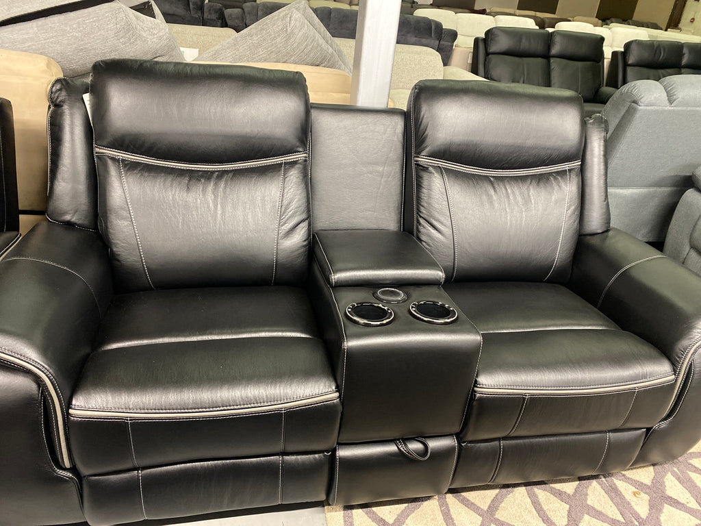 3+2 Black Leather - Electric Recliner Sofa Set - With Music Speakers + LED Lights etc.