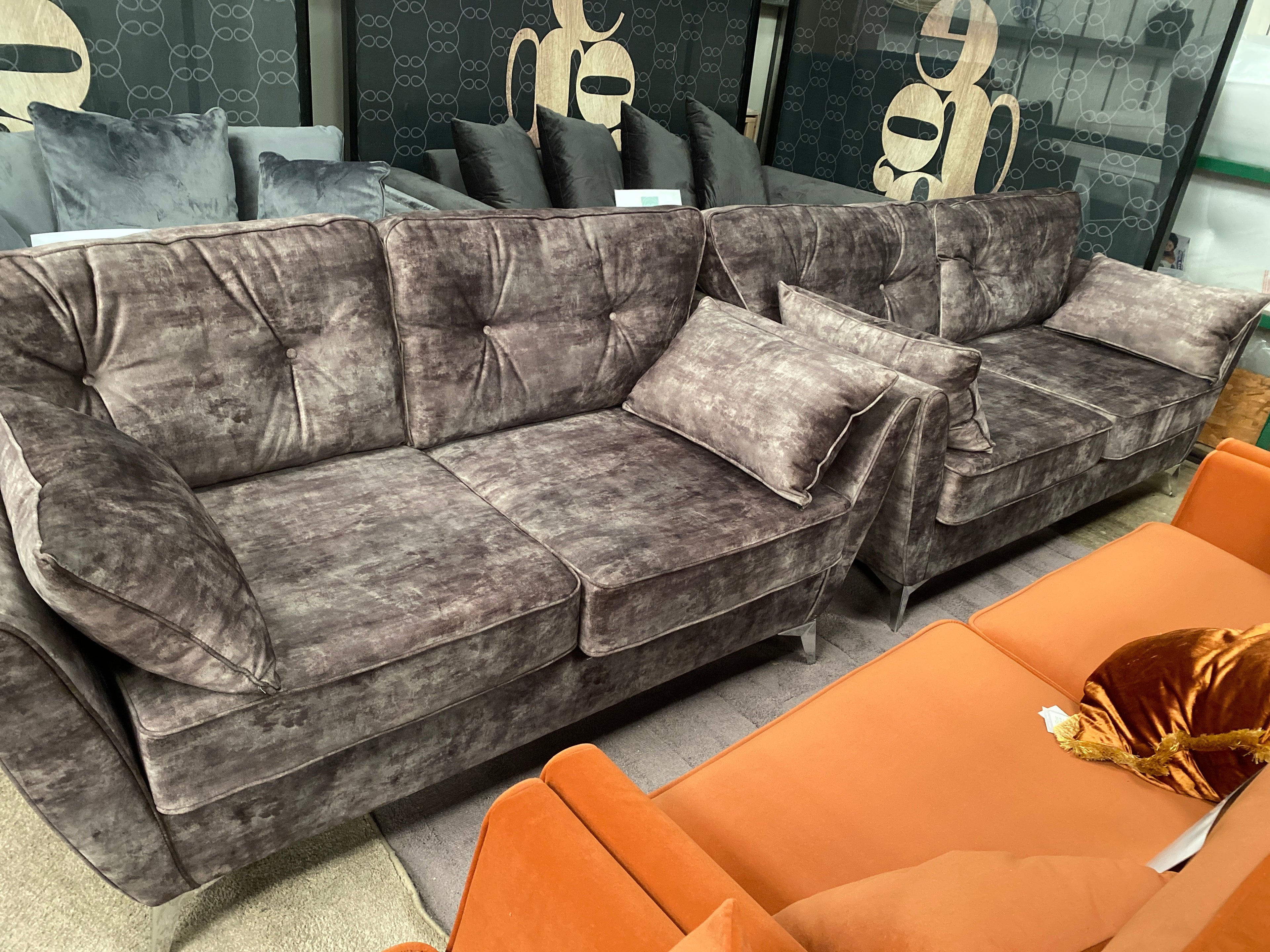 3+2 Brown Fabric Sofa Set