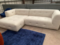 Cream Boucle Fabric Chaise Sofa