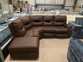 Brown Fabric Corner Sofa - Manual Recliner