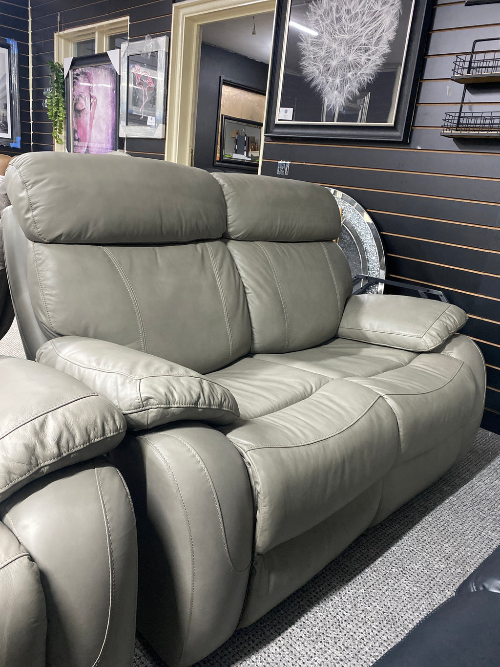 3+2 Grey Leather Electric Recliner Sofa Set (With USB Charging Ports)