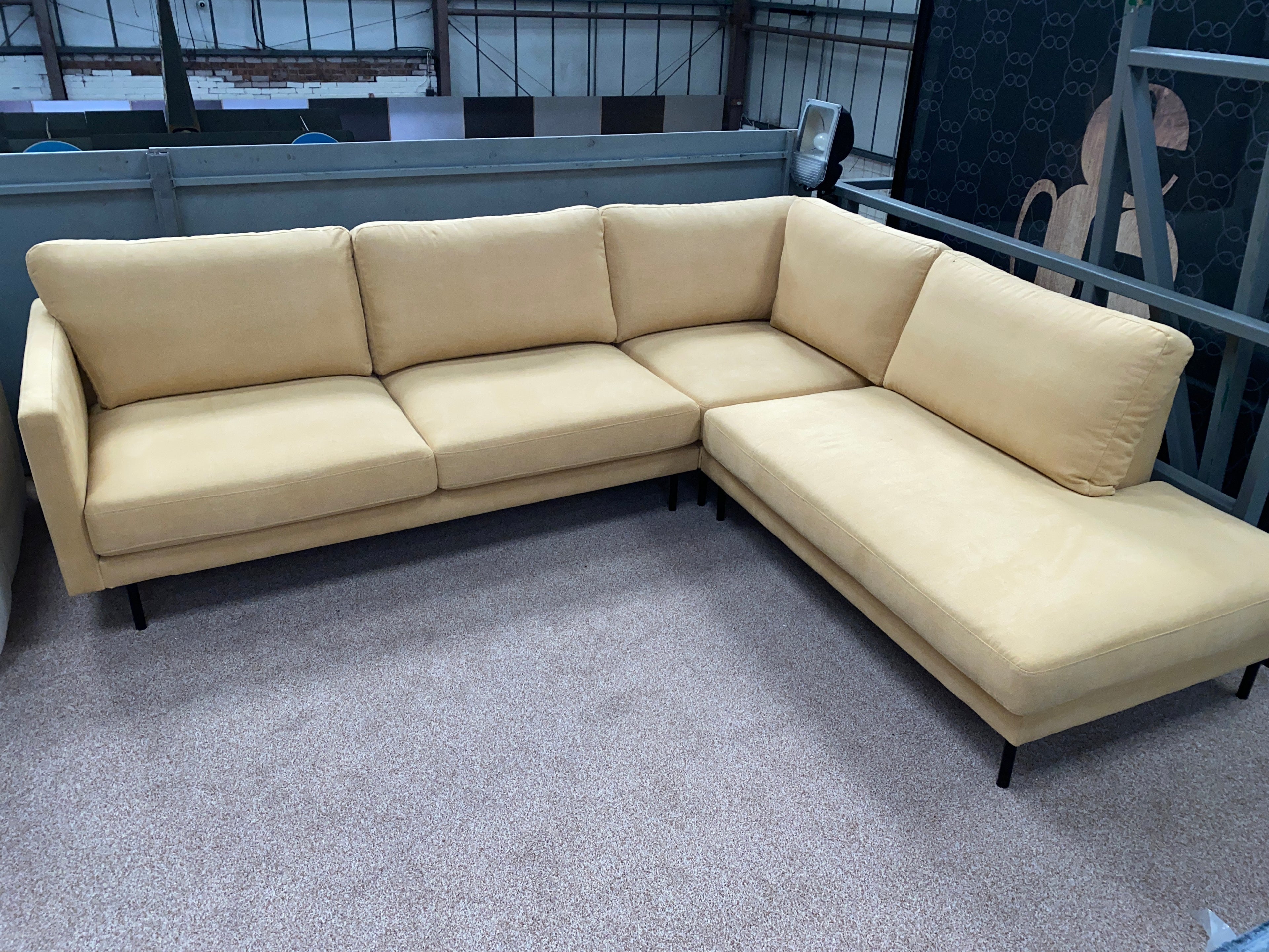 Yellow Fabric Corner Sofa