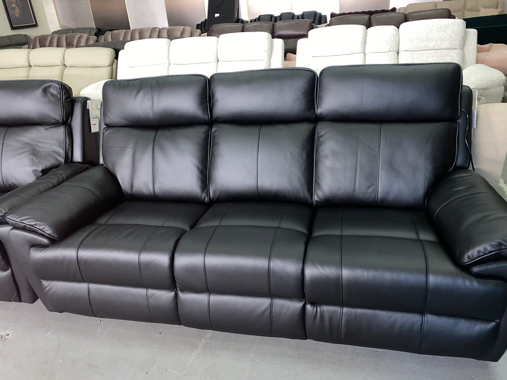 3+2 Black Leather - Electric Recliner Sofa Set