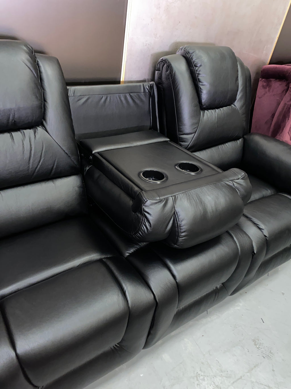3+2 Black Leather - Electric Recliner Sofa Set - With LED Lights