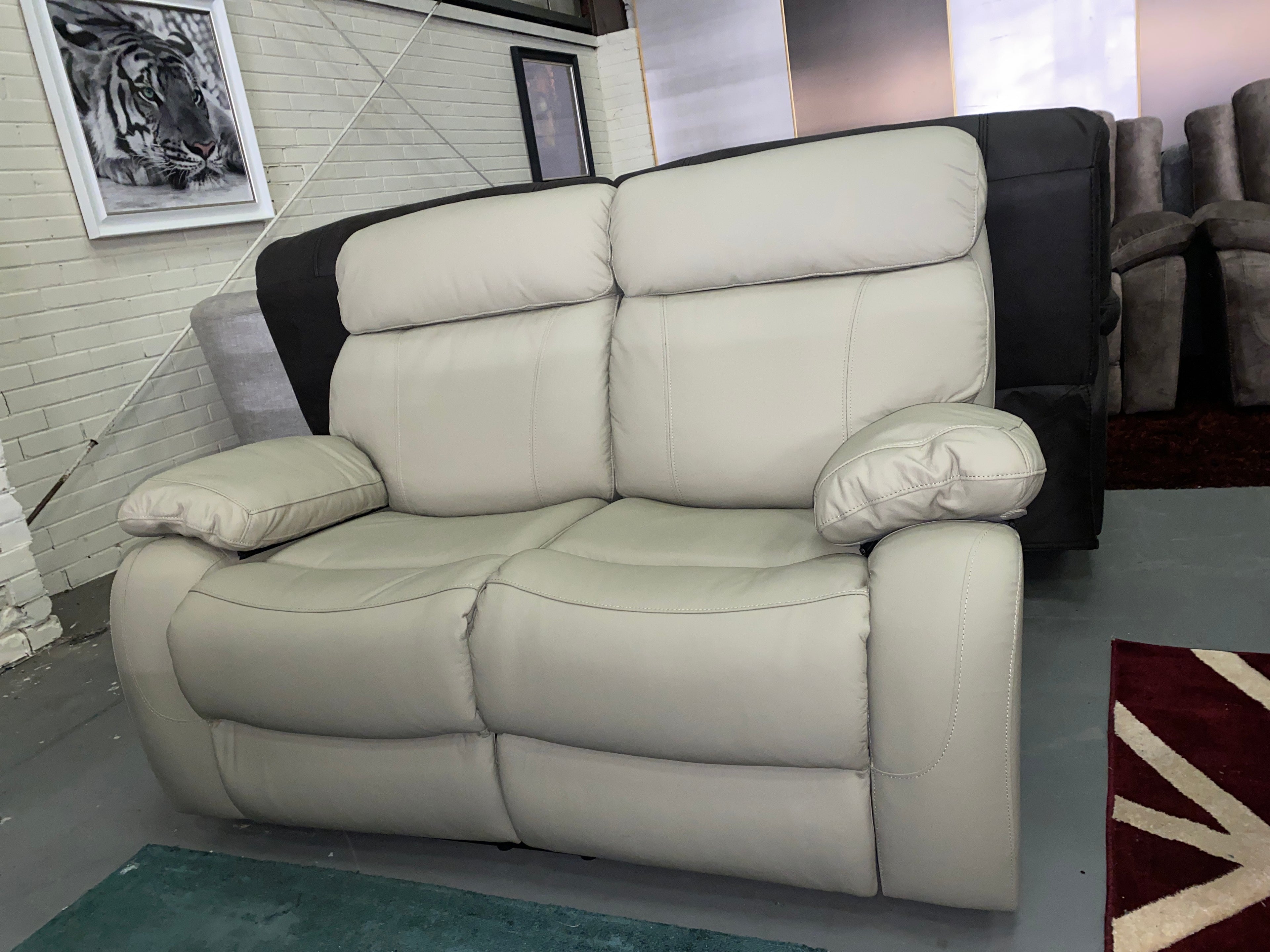 3+2 Cream Leather - Electric Recliner Sofa Set