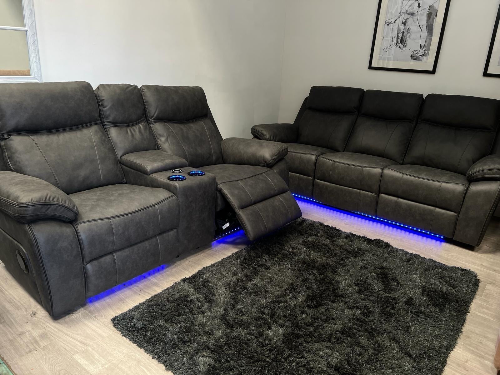 3+2 Music Sofa Set - Electric Recliner (With Lights + Speakers + Charging Ports etc.)