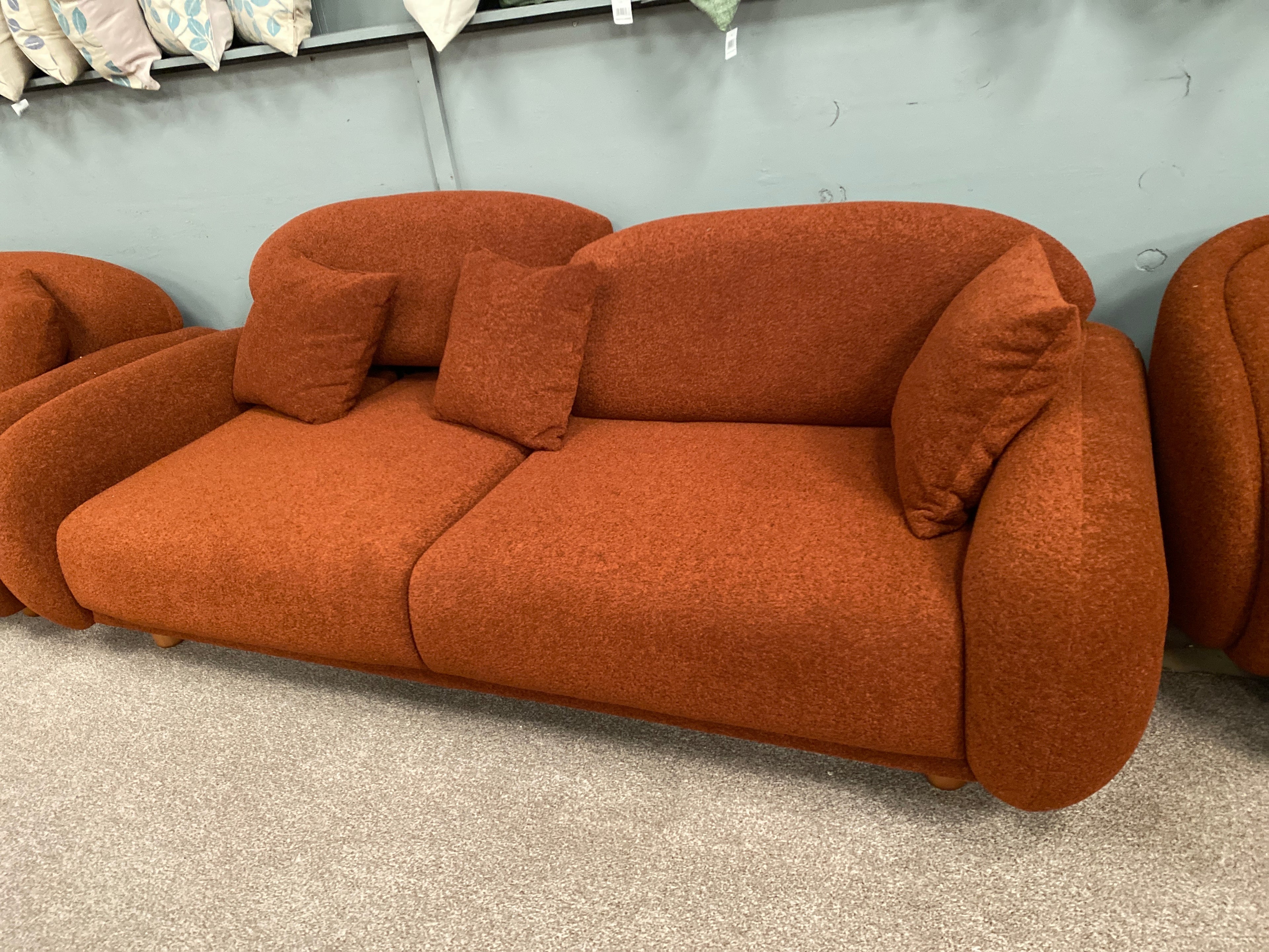 Orange Fabric 3+2+1 Sofa Set
