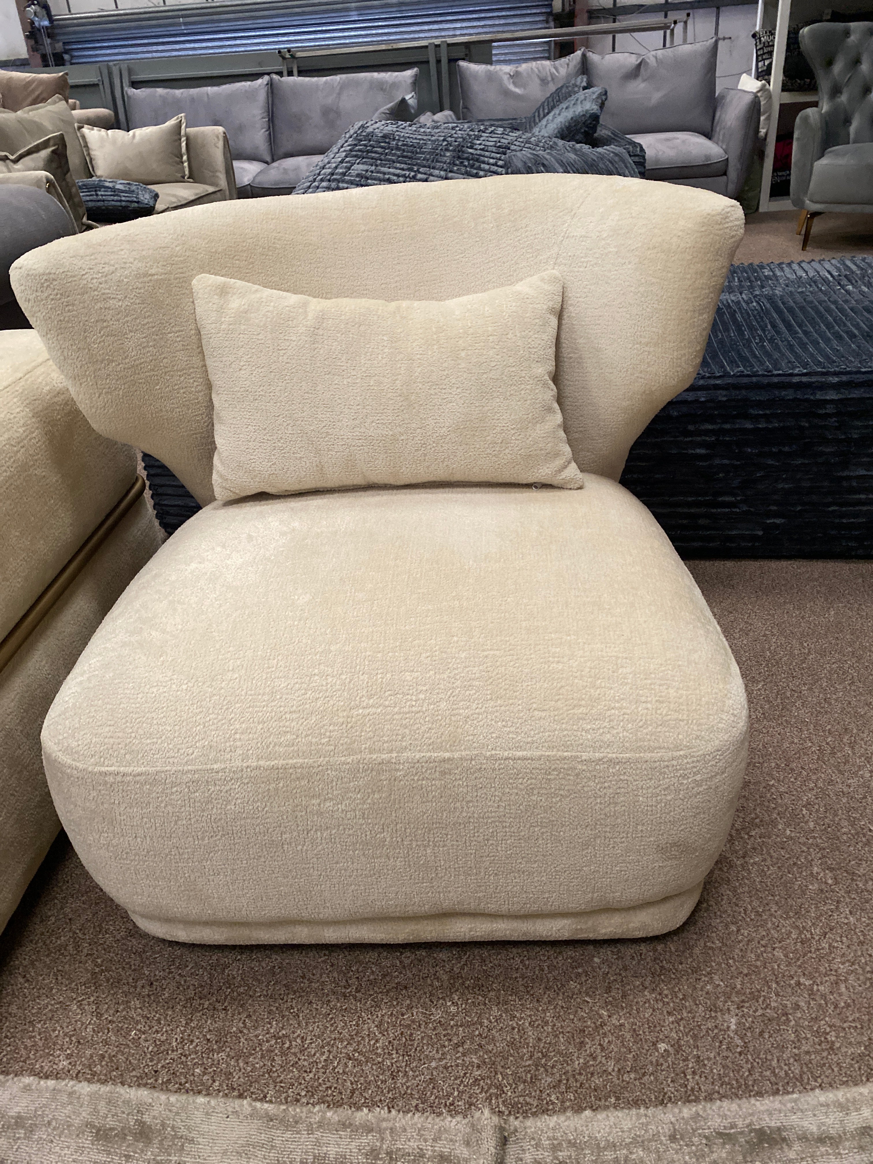 Cream Fabric Swivel Armchair