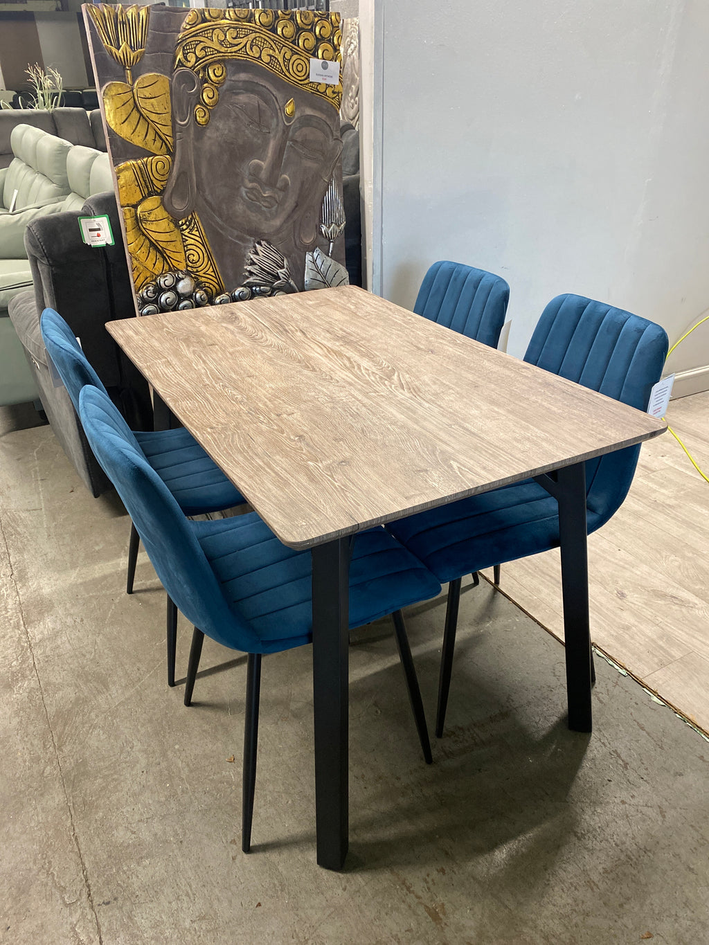 1.2m Wooden Dining Table + 4 Chairs
