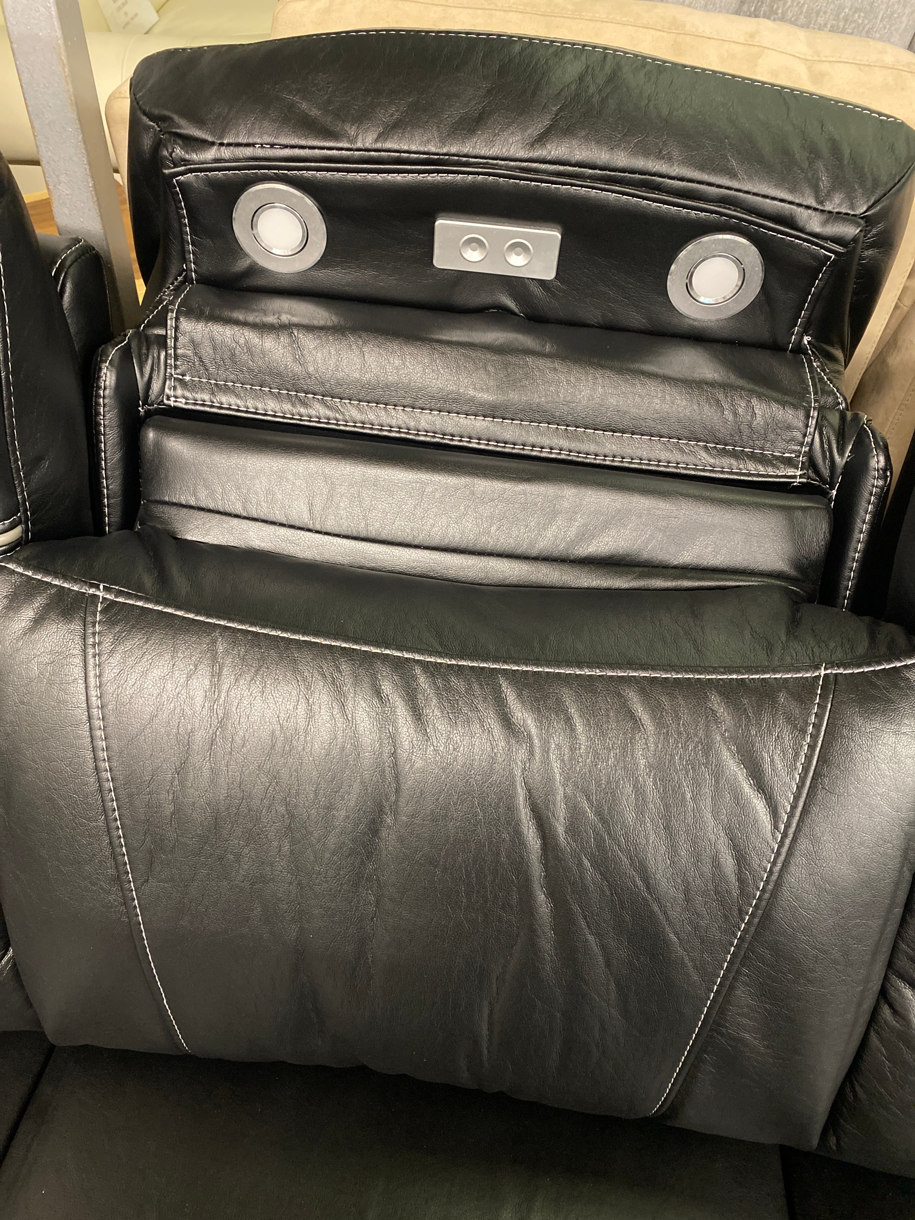 3+2 Black Leather - Electric Recliner Sofa Set - With Music Speakers + LED Lights etc.