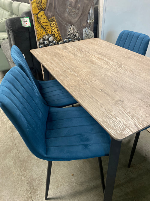 1.2m Wooden Dining Table + 4 Chairs