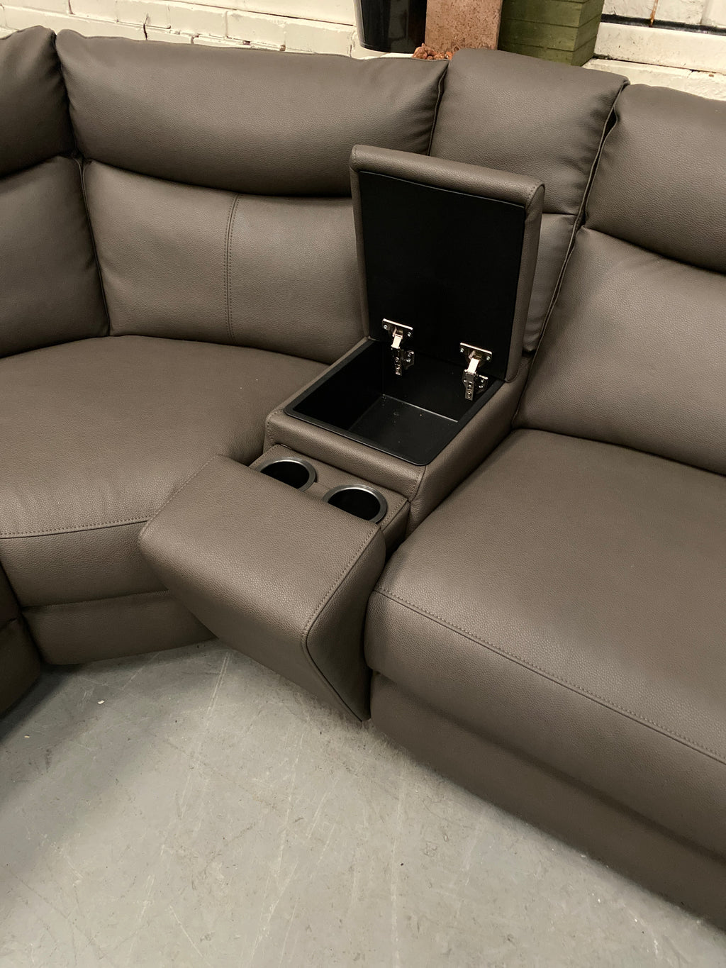 Grey Leather - Electric Recliner Corner Sofa