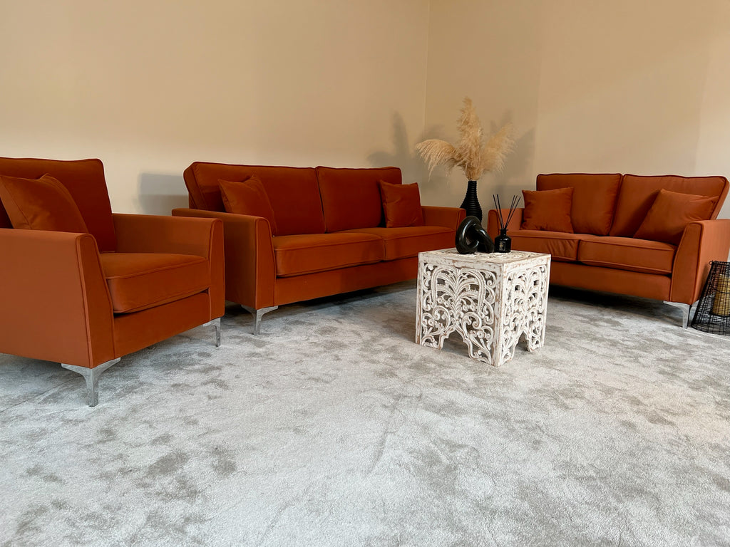 3+2+1 Orange Fabric Sofa Set