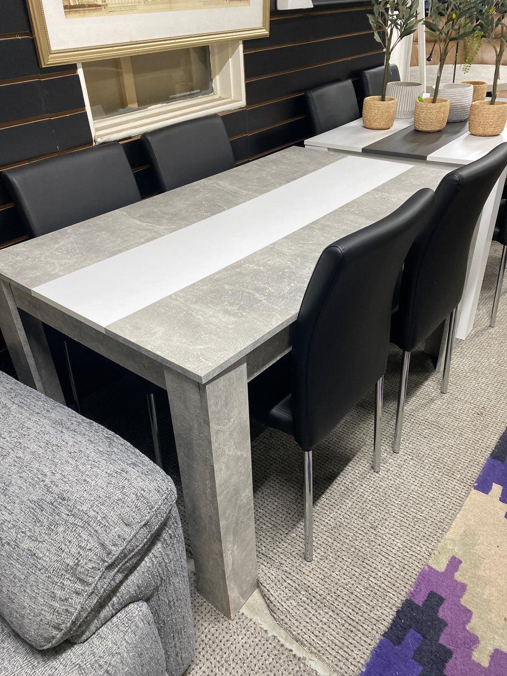 1.4m Grey Wooden Dining Table + 4 Chairs