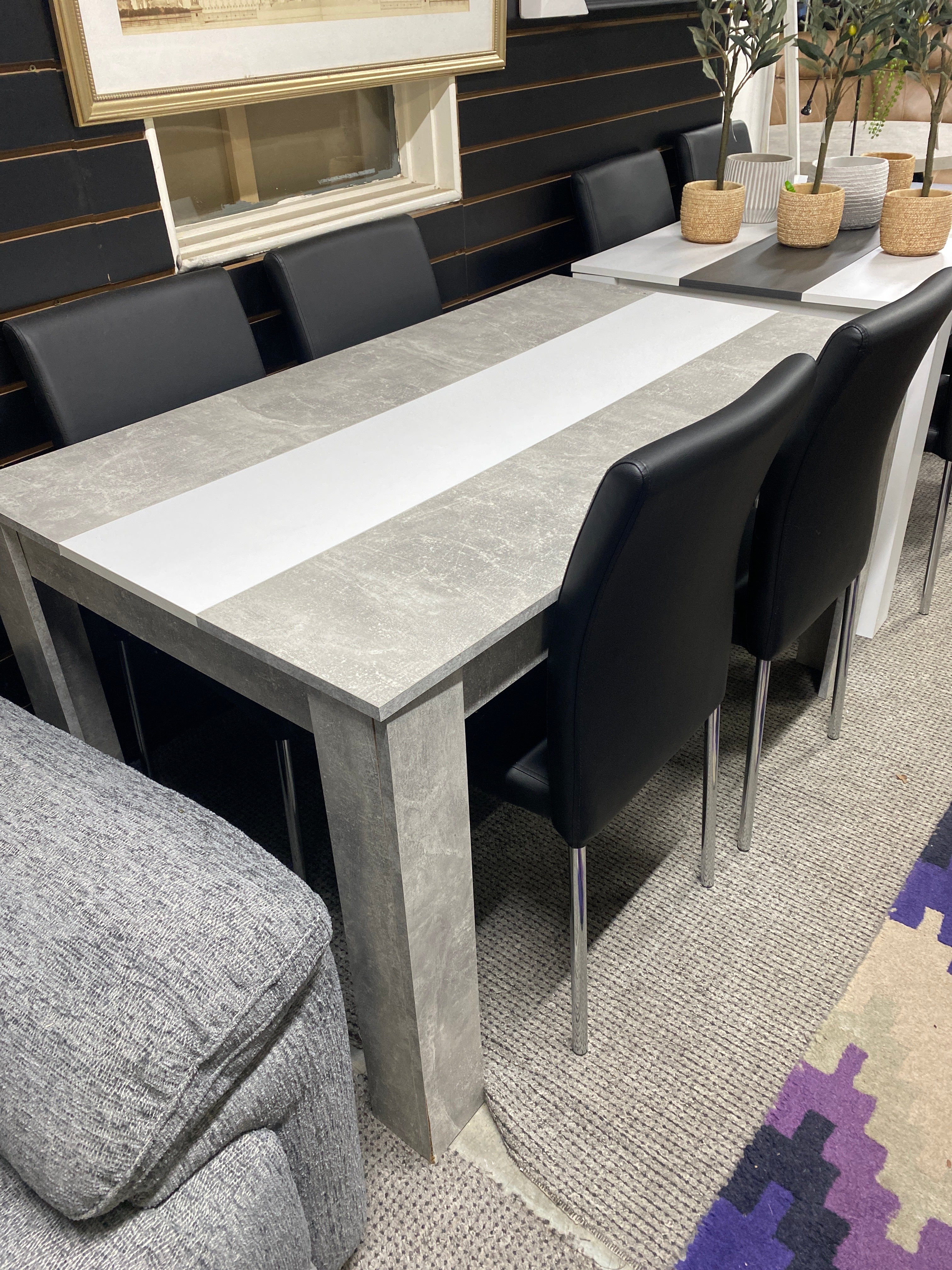 1.4m Grey Wooden Dining Table + 4 Chairs
