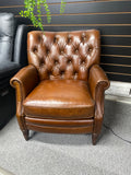 Brown Aniline Leather Chesterfield Tub Chair