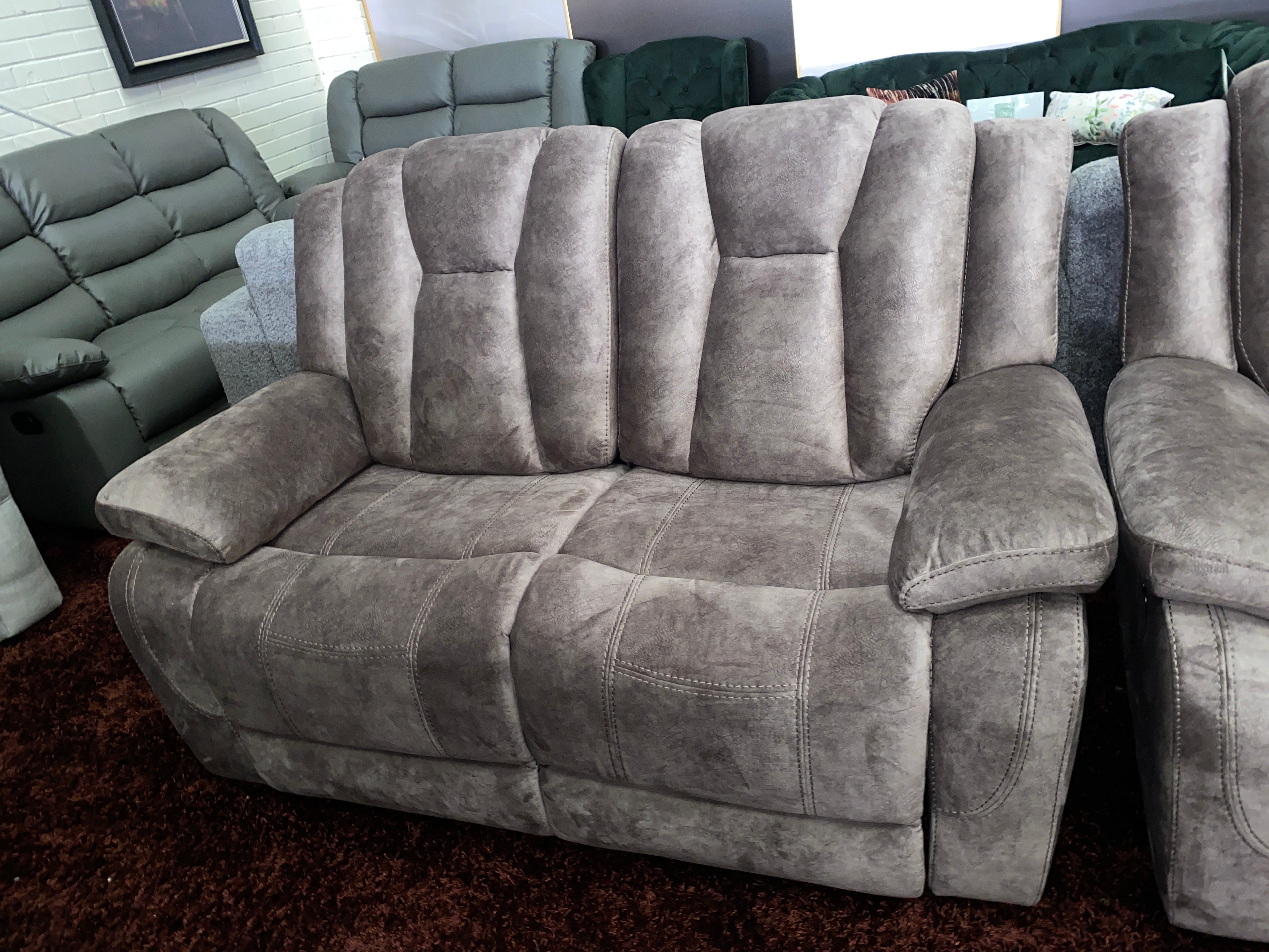 3+2 Brown Velvet - Electric Recliner Sofa Set