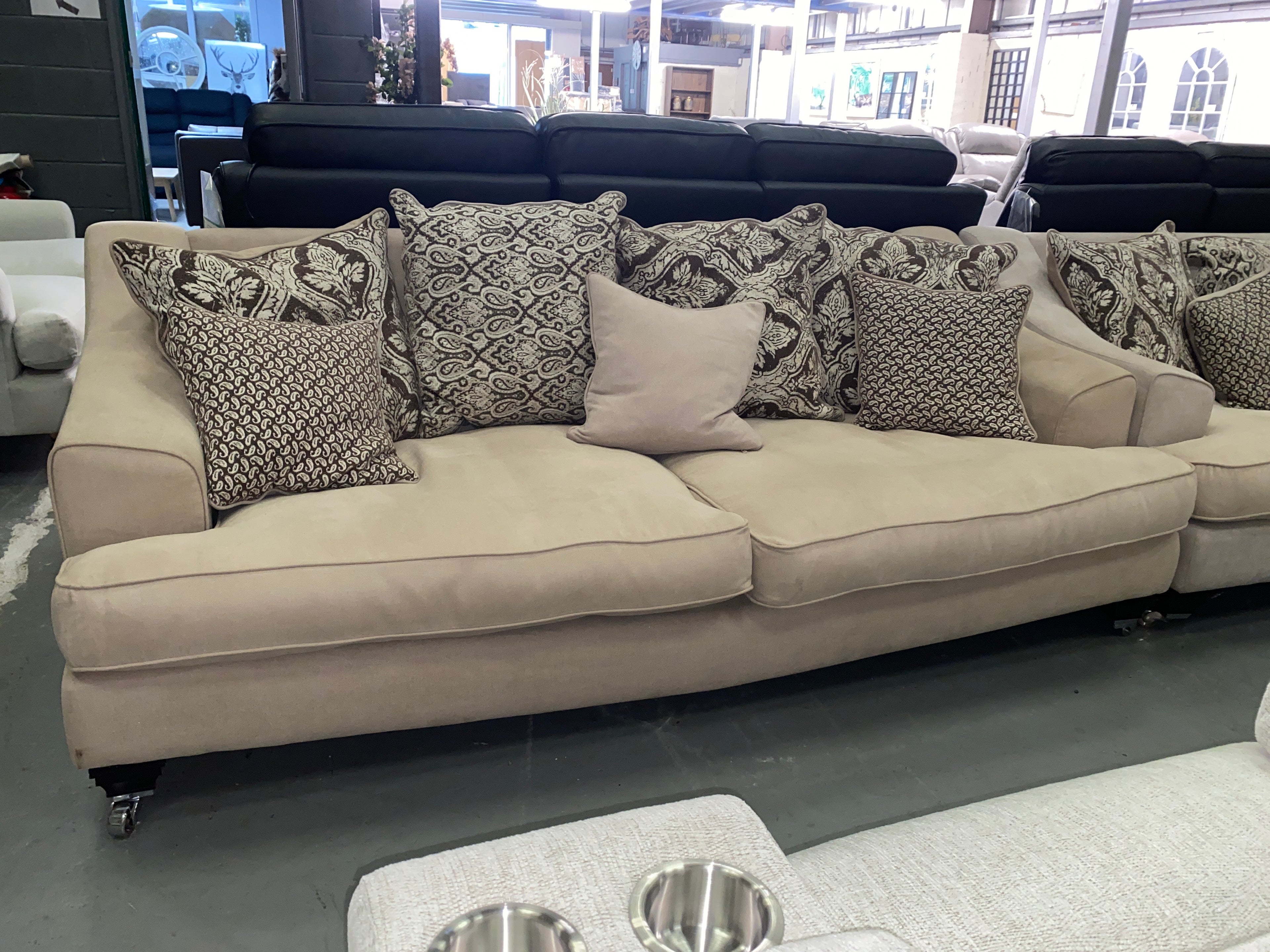 3+2 Beige Fabric Scatter Back Sofa Set