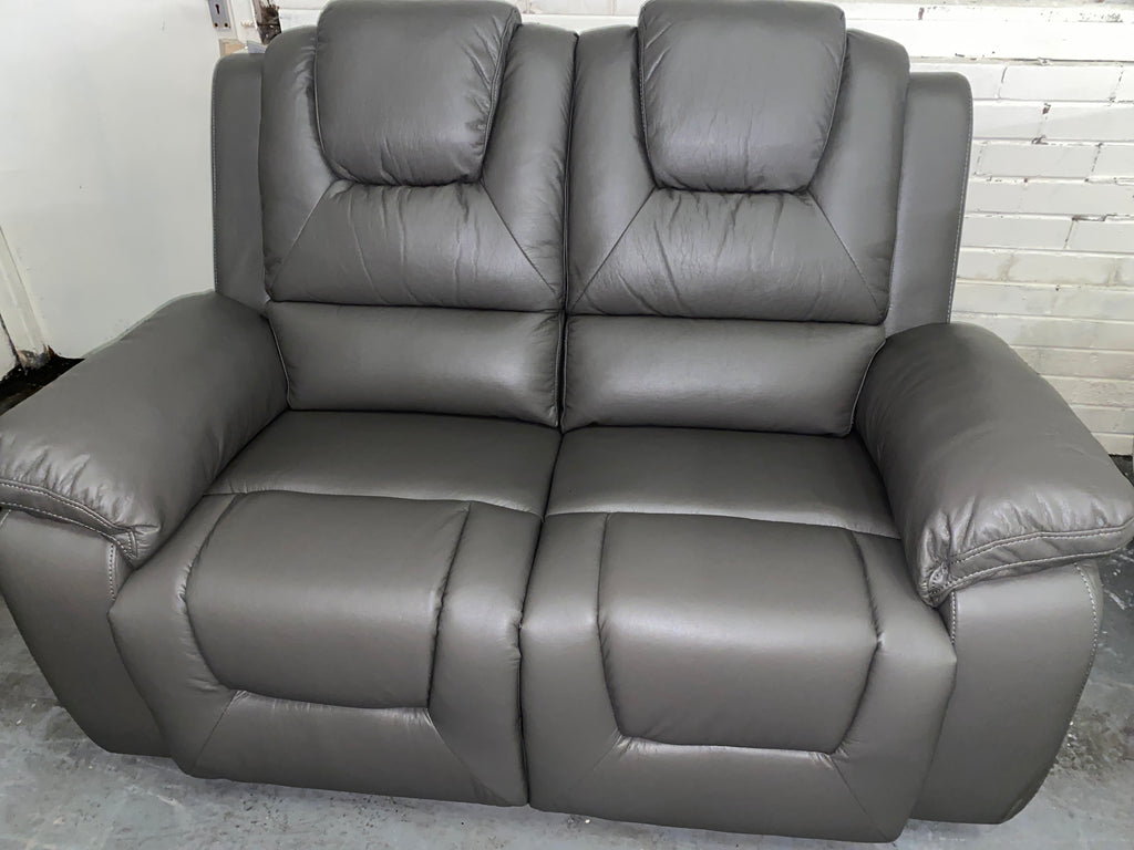 3+2 Grey Leather - Electric Recliner Sofa Set - With LED Lights