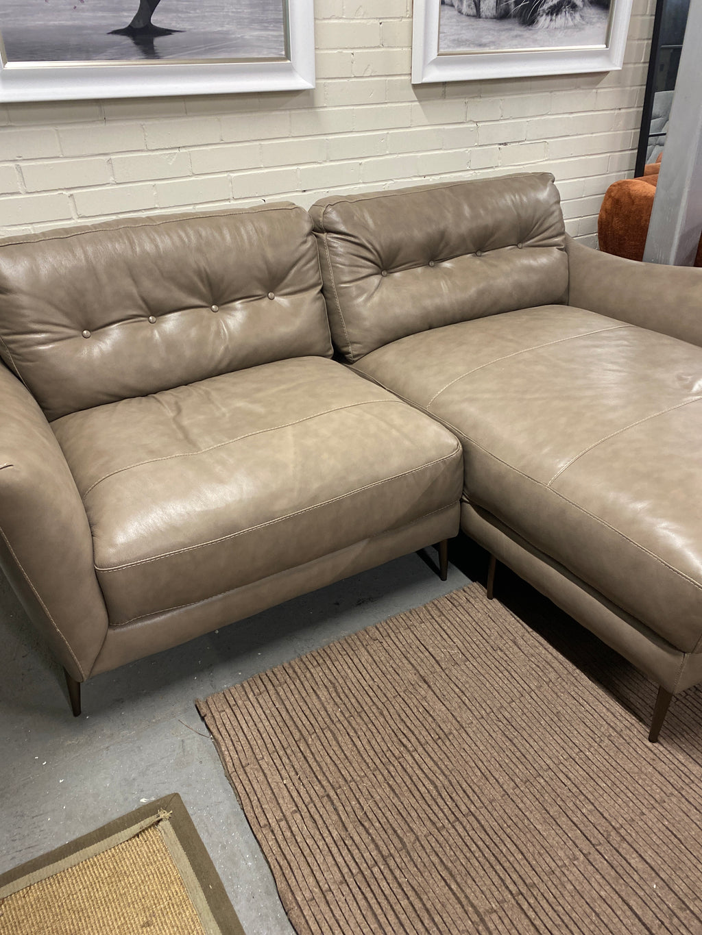 Leather 3 Seater/Chaise Sofa