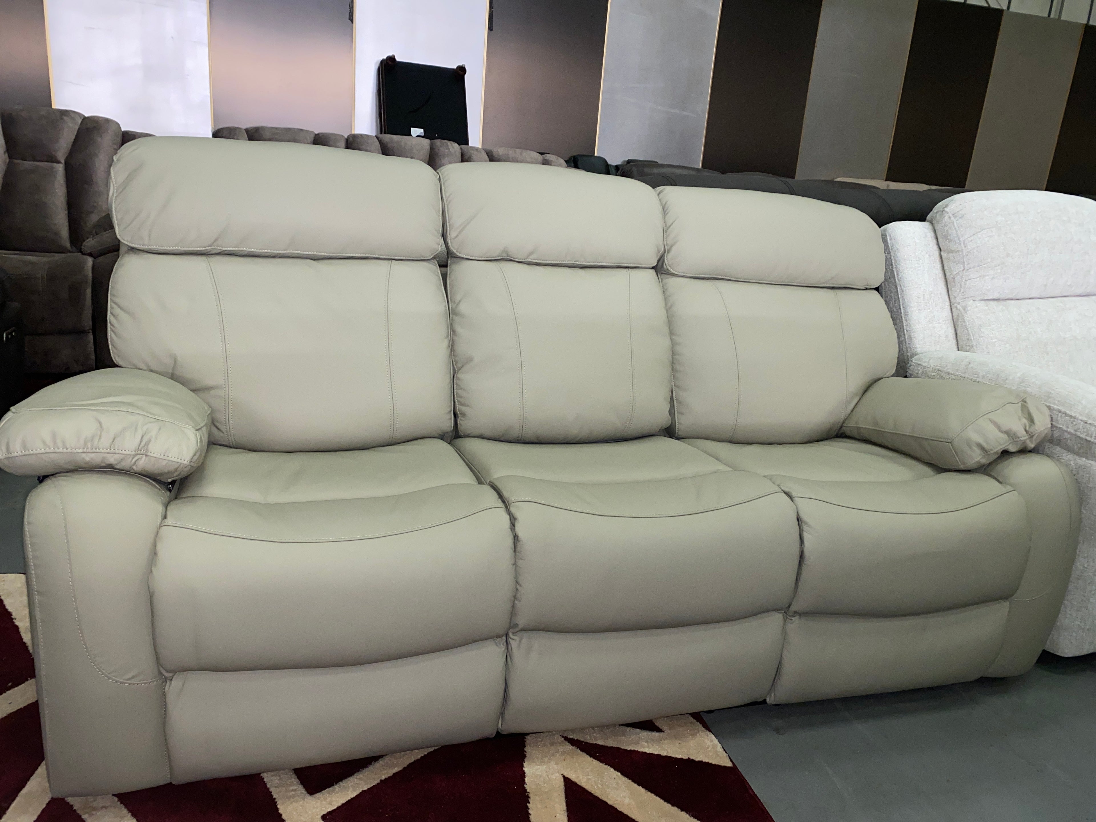 3+2 Cream Leather - Electric Recliner Sofa Set