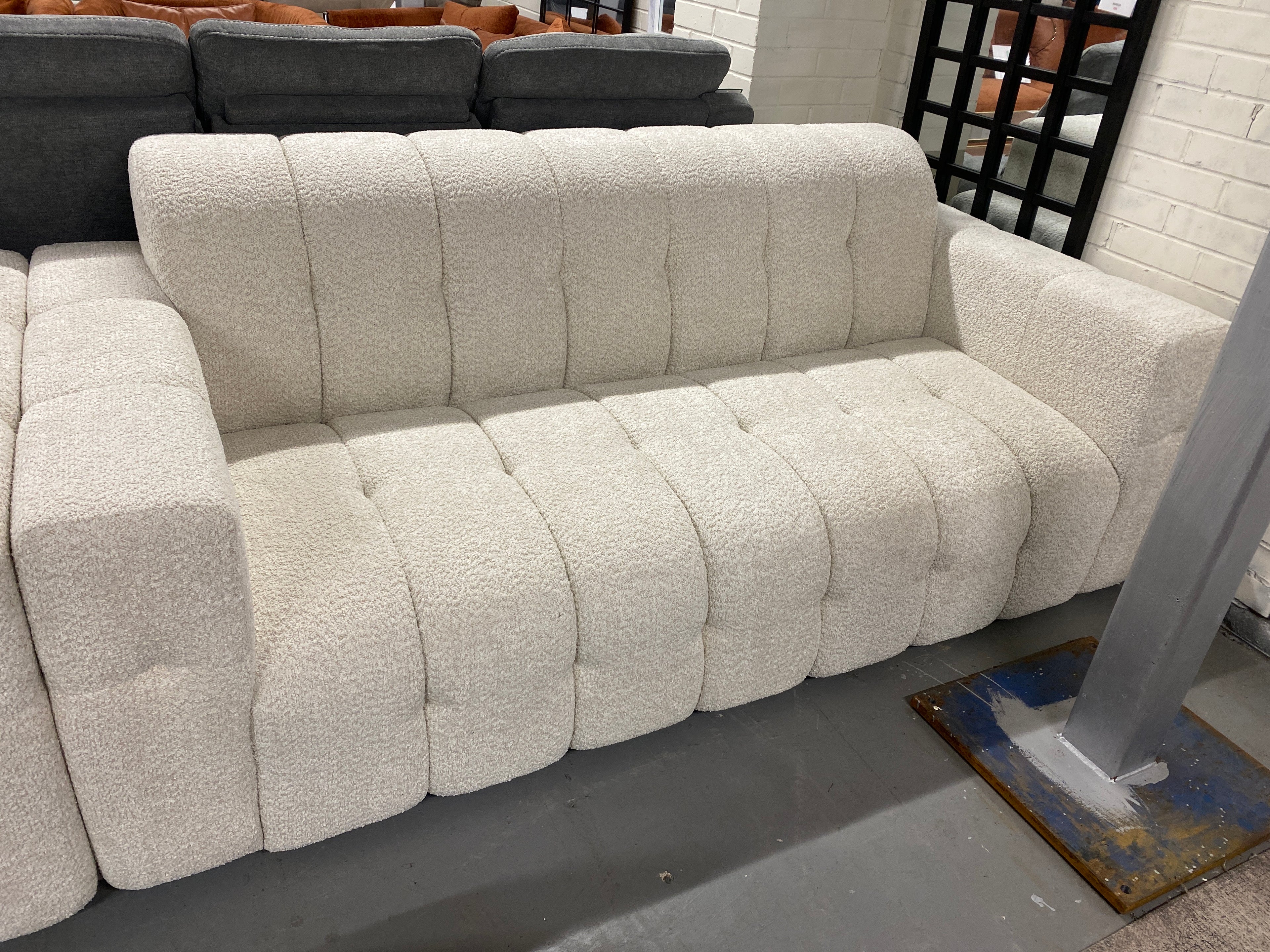 3+2 Cream Boucle Material Sofa Set