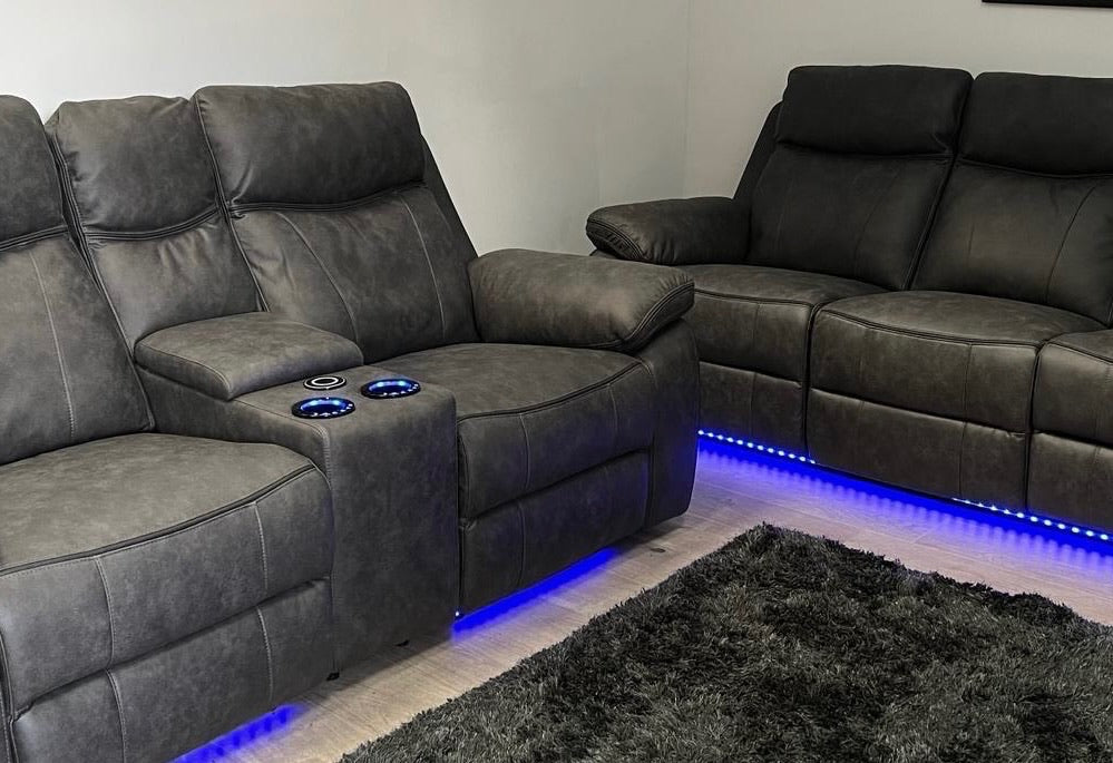 3+2 Music Sofa Set - Electric Recliner (With Lights + Speakers + Charging Ports etc.)