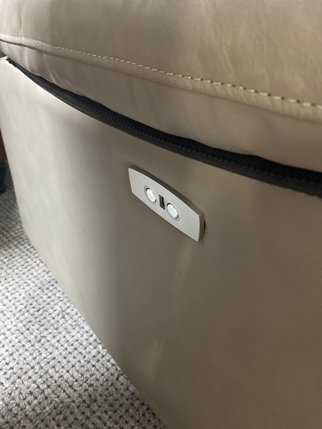 Grey Leather Armchair - Electric Recliner (With USB Charging Ports)