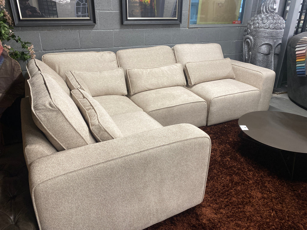 Beige Fabric Corner Sofa