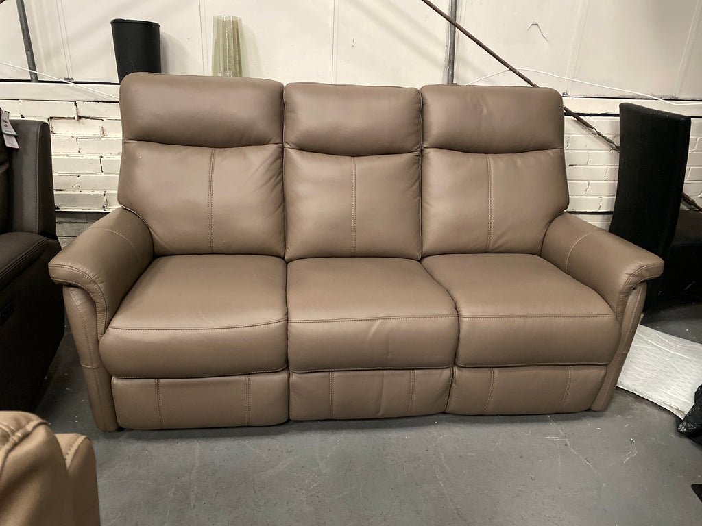 Truffle Leather - Electric Recliner 3 Seater Sofa