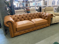 Tan Leather Chesterfield 3 Seater Sofa