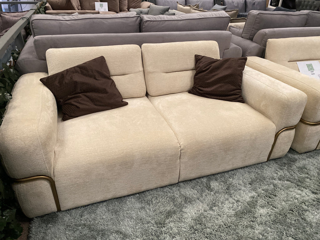 3+2 Cream Fabric Sofa Set - With Adjustable Backs