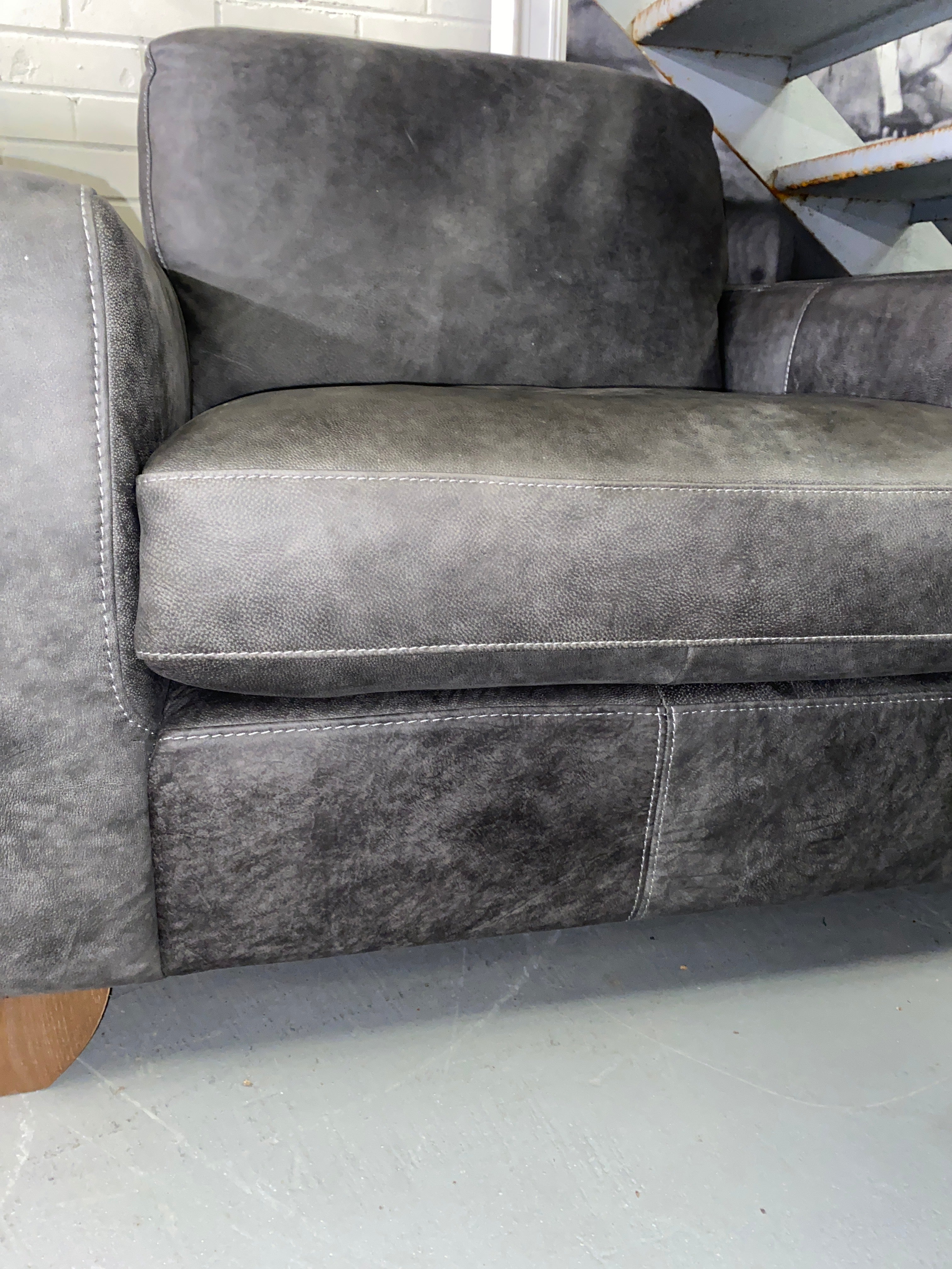 Grey Aniline Leather Armchair