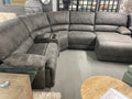 Grey Fabric Corner Sofa - Electric Recliner
