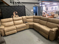 Tan Leather Corner Sofa - Electric Recliner