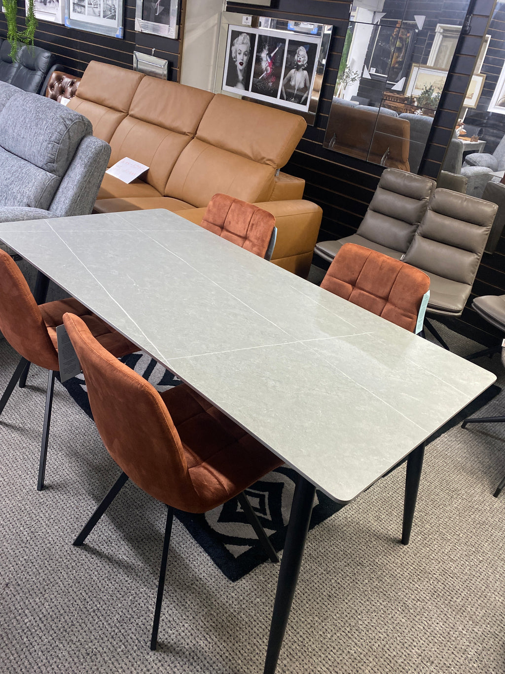 1.6m Ceramic Dining Table + 4 Chairs