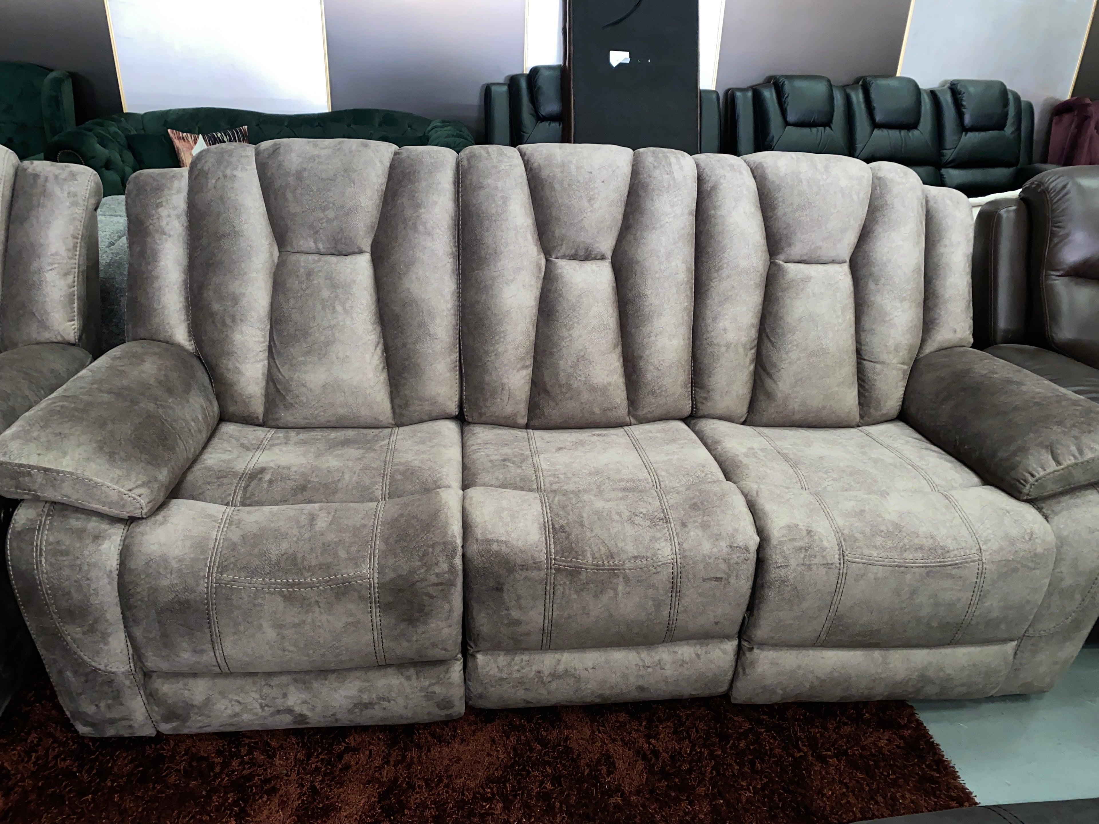 3+2 Brown Velvet - Electric Recliner Sofa Set