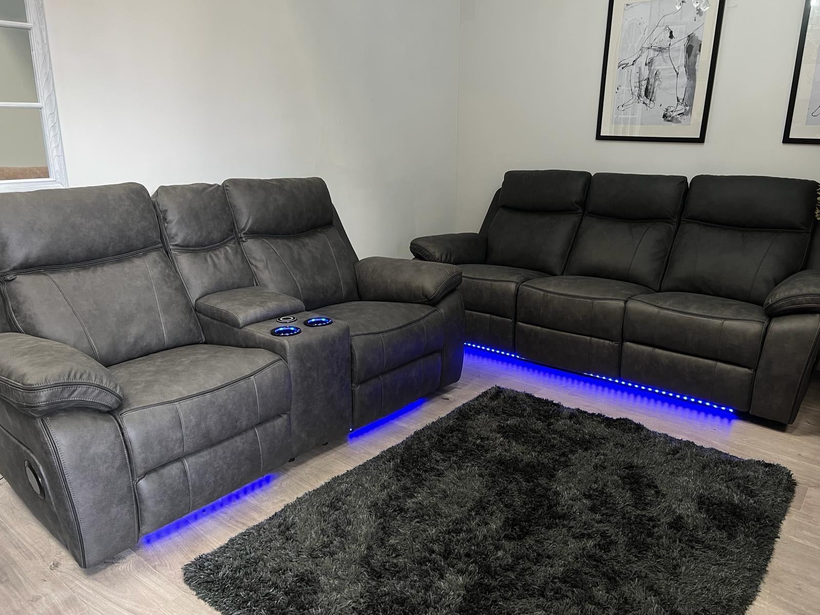 3+2 Music Sofa Set - Electric Recliner (With Lights + Speakers + Charging Ports etc.)