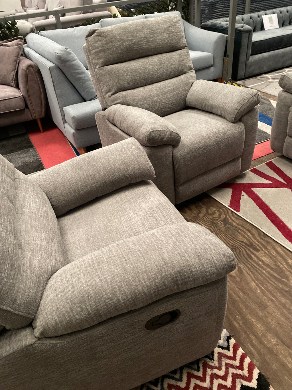3+1+1 Grey Fabric - Manual Recliner Sofa Set