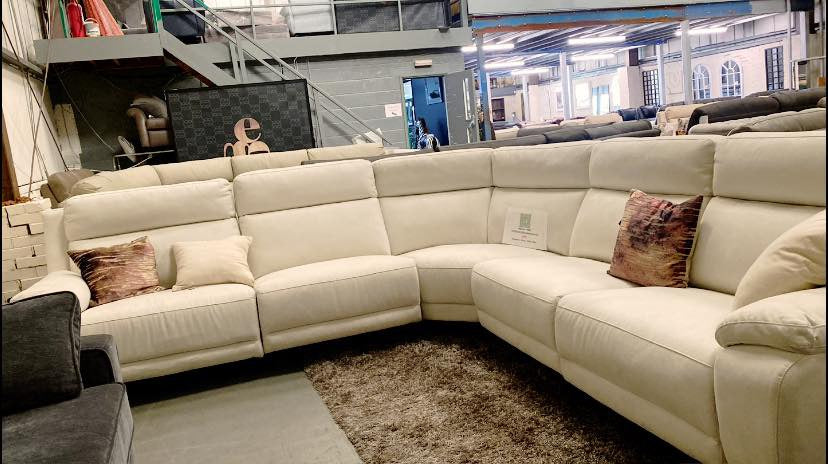 Cream Fabric Electric Recliner Corner sofa - With Modular Pieces