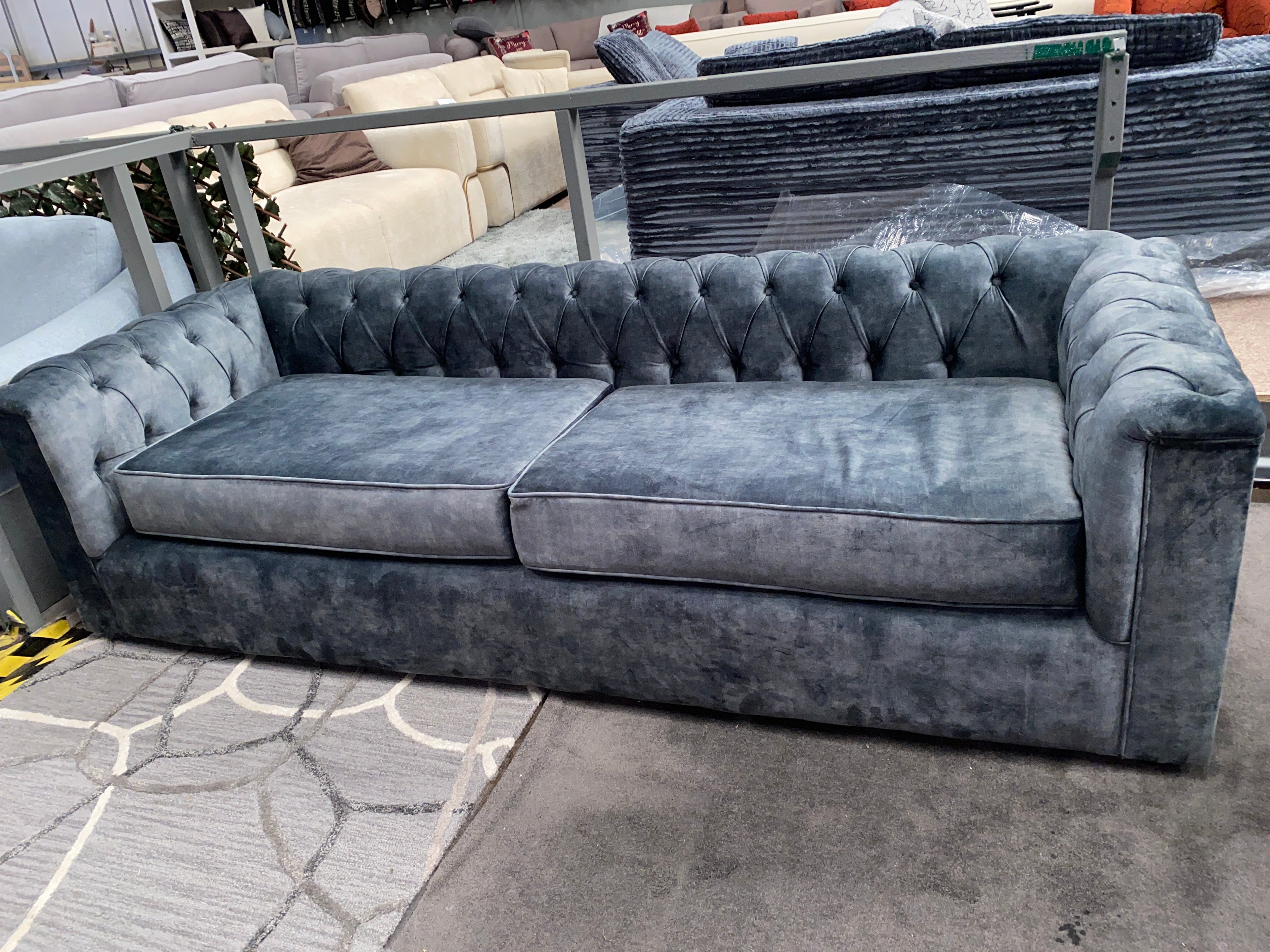 Velvet Chesterfield 4 Seater Sofa