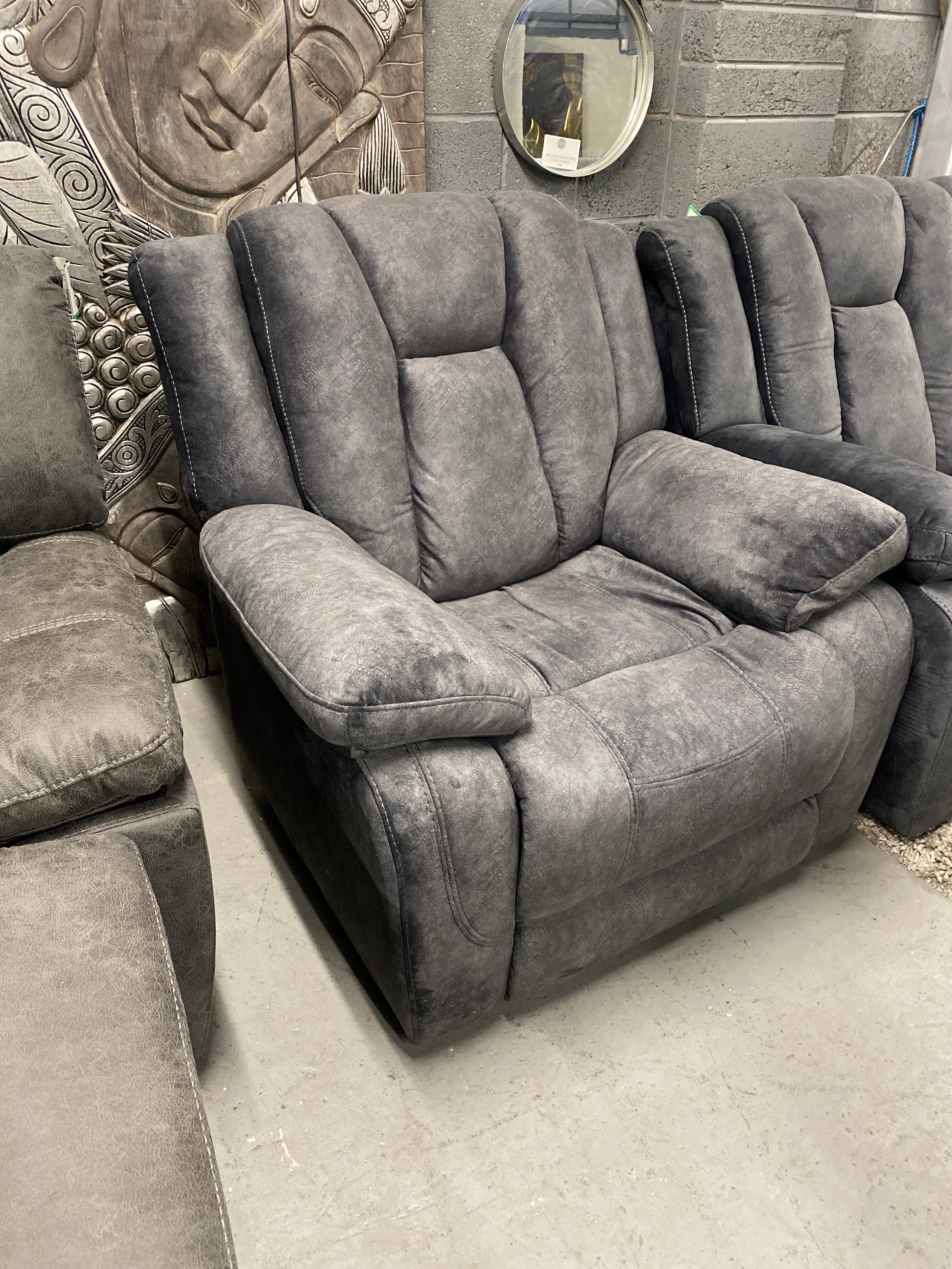 Grey Fabric Electric Recliner Armchair