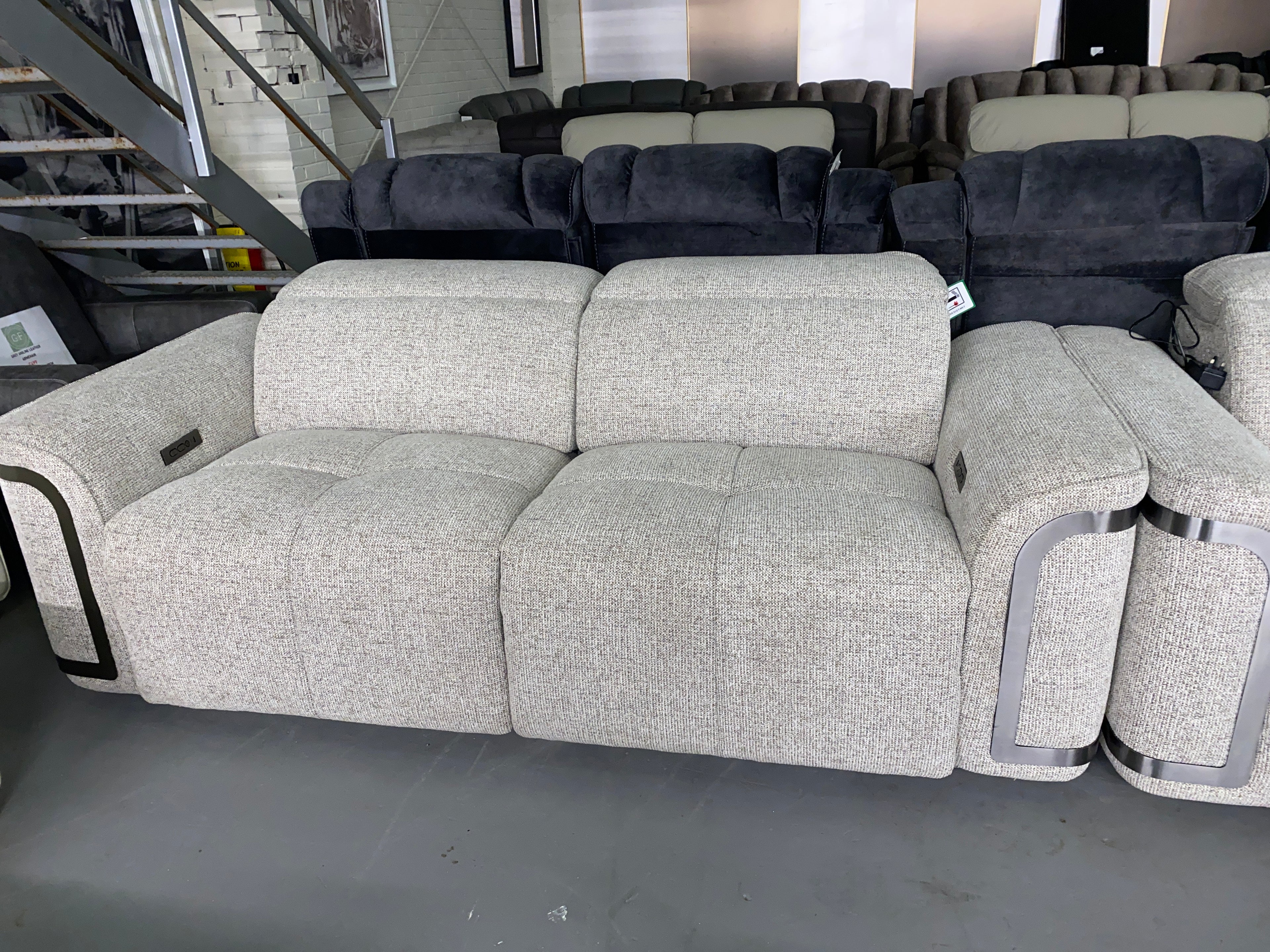 3+2 Grey Fabric Sofa Set - Electric Recliner with Electric Headrests