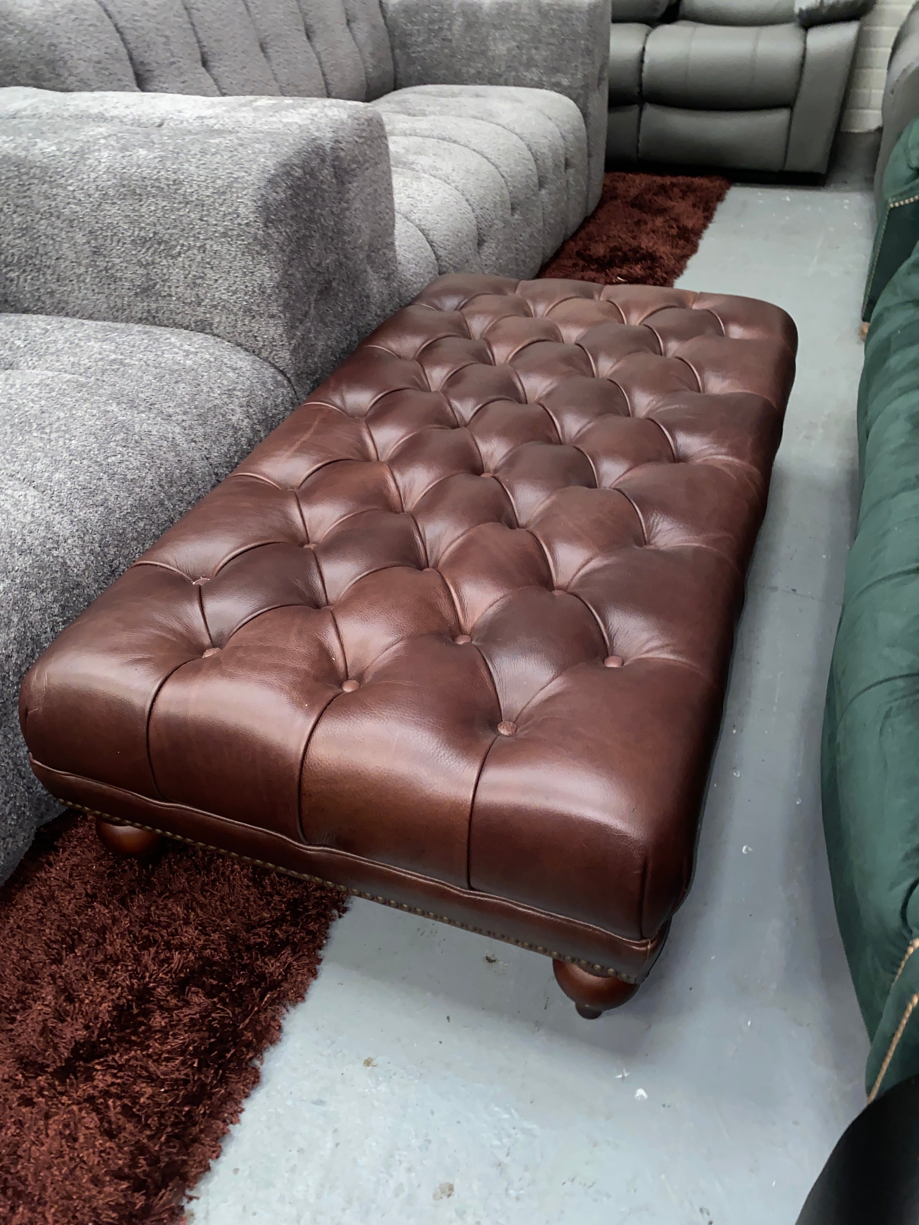 Leather Chesterfield Footstool
