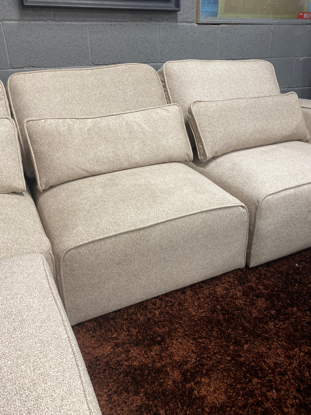 Beige Fabric Corner Sofa